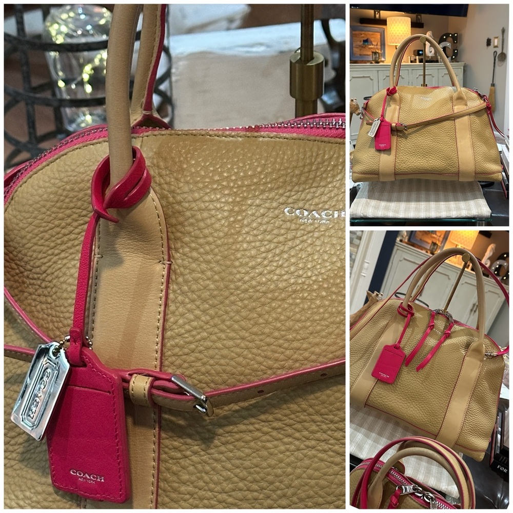 Coach Tan Leather Satchel with Pink Trim (Set of 2) - Picture 3 of 13